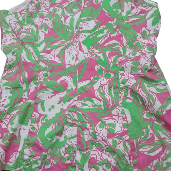 Lilly Pulitzer Tank Top Women's 4 Green Pink Annabelle Forgot My Trunks Vacation - Picture 5 of 10